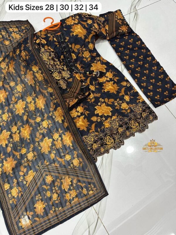 Kids Summer Swiss Lawn 3-Piece Set – Premium Digital Print with Handwork - Image 4