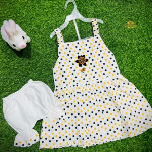 Adorable 3-Piece Baby Outfit Set – Frock, Shorts & Hair Bin for Just Rs. 1299