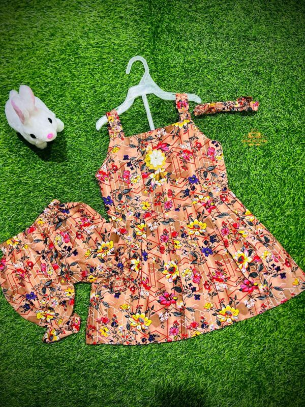 Adorable 3-Piece Baby Outfit Set – Frock, Shorts & Hair Bin for Just Rs. 1299 - Image 2
