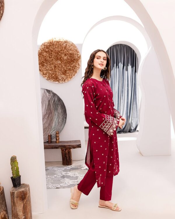 Haseen Embroidered Long Shirt with Trouser – Elegant Summer Look for Rs. 2499 - Image 2