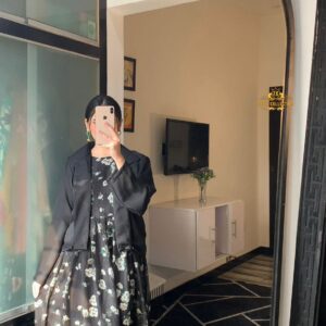 Stylish Coati Style 2-Piece Set – Floral Frock with Elegant Solid Coati