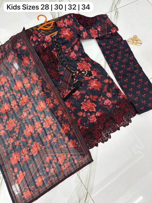 Kids Summer Swiss Lawn 3-Piece Set – Premium Digital Print with Handwork - Image 9