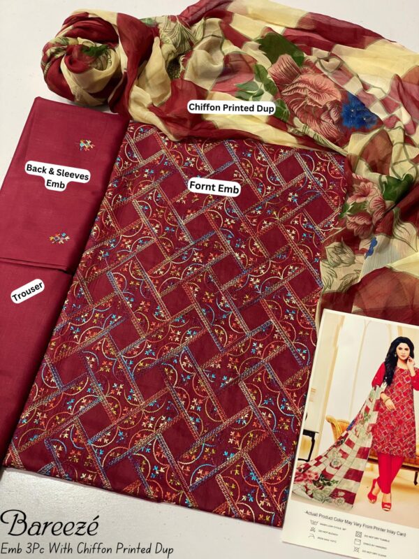 Bareeze 3PC Fully Embroidered Lawn – Elegant Summer Volume 25 Collection 4 - Image 2