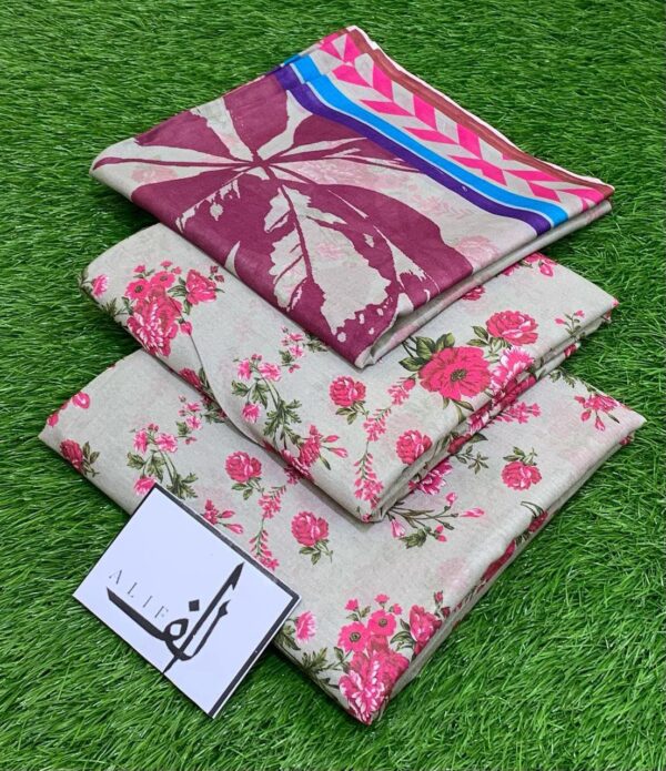 ALIF 3PC Digital Printed Lawn – Fresh Summer Collection 2025 - Image 4