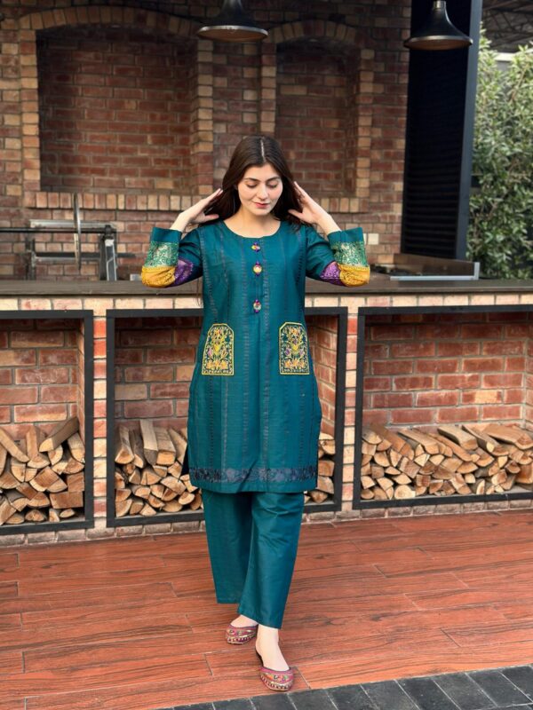 Premium Cotton Double Pocket Embroidered 2-Piece Suit - Image 15