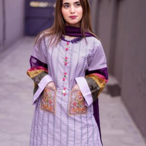 Premium Cotton Double Pocket Embroidered 2-Piece Suit