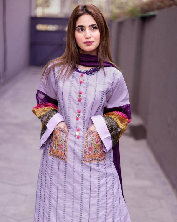 Premium Cotton Double Pocket Embroidered 2-Piece Suit