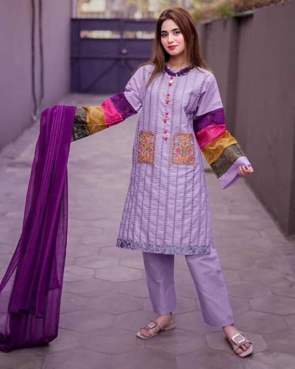 Premium Cotton Double Pocket Embroidered 2-Piece Suit - Image 8