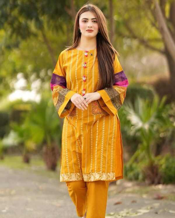 Premium Cotton Double Pocket Embroidered 2-Piece Suit - Image 5