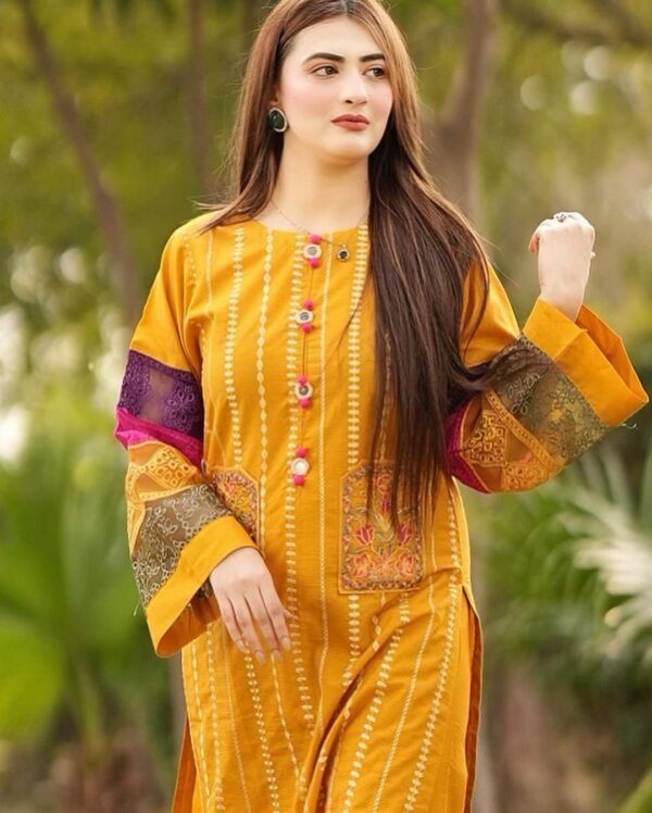 Premium Cotton Double Pocket Embroidered 2-Piece Suit - Image 12