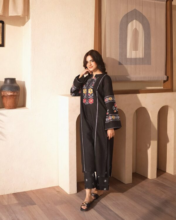 Fresh & Elegant Cottage Embroidered Long Length Summer Suit - Image 8