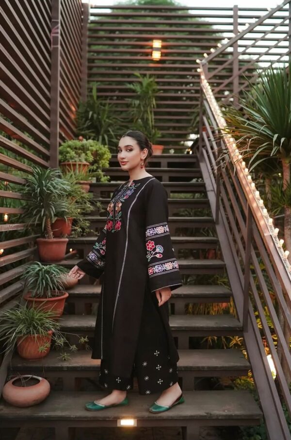 Fresh & Elegant Cottage Embroidered Long Length Summer Suit - Image 10