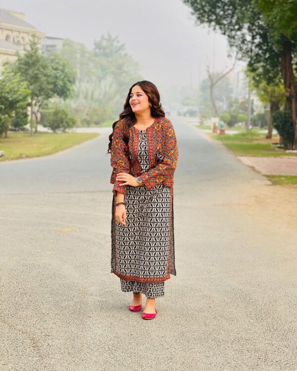 Elegant Ajrak Koti Digital Printed 3-Piece Summer Suit