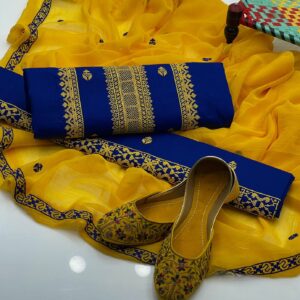Most Demanded Lawn 3-Piece Embroidered Suit with Free Khussa