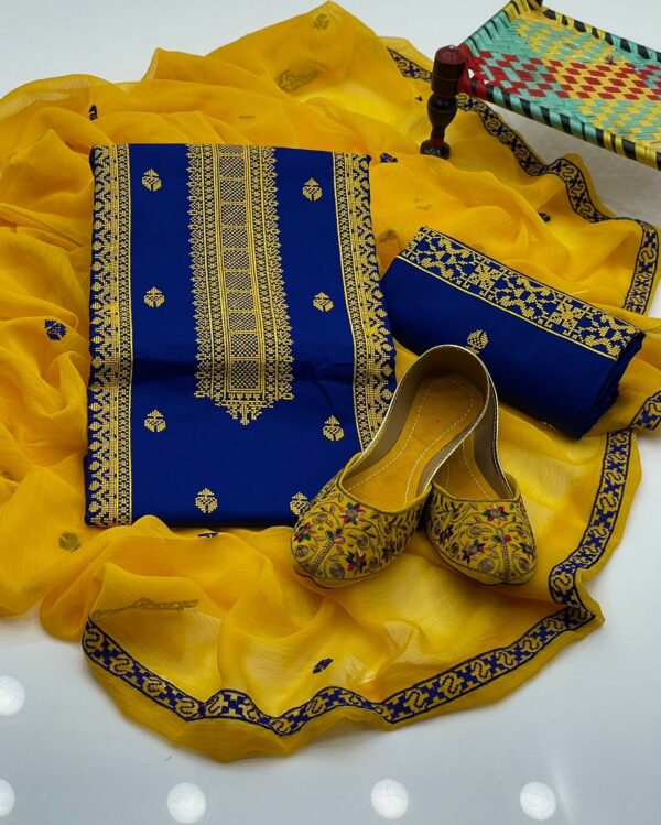 Most Demanded Lawn 3-Piece Embroidered Suit with Free Khussa - Image 4