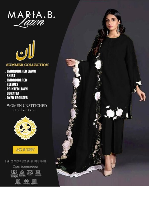 Maria B 1092 Luxury Embroidered 3-Piece Lawn Suit - Image 21