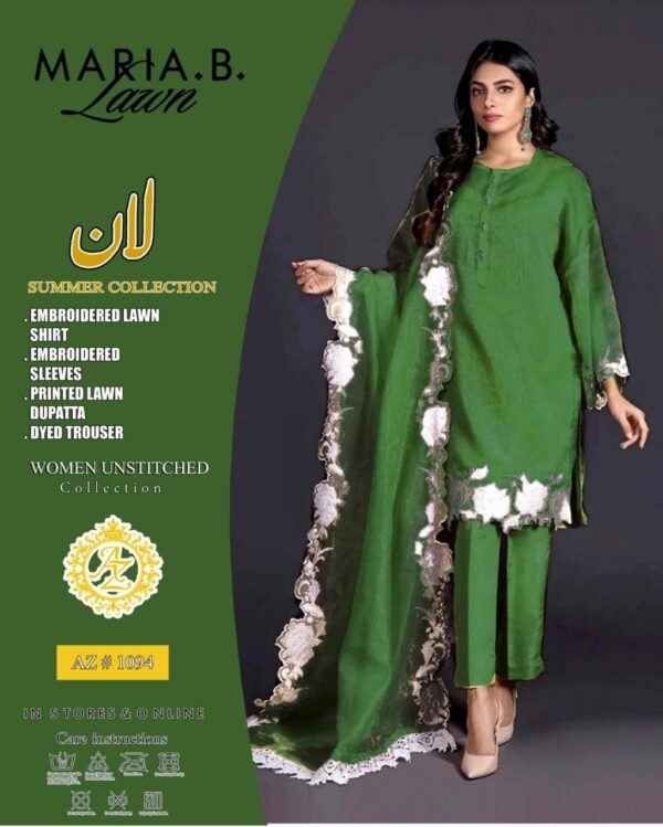 Maria B 1092 Luxury Embroidered 3-Piece Lawn Suit - Image 13