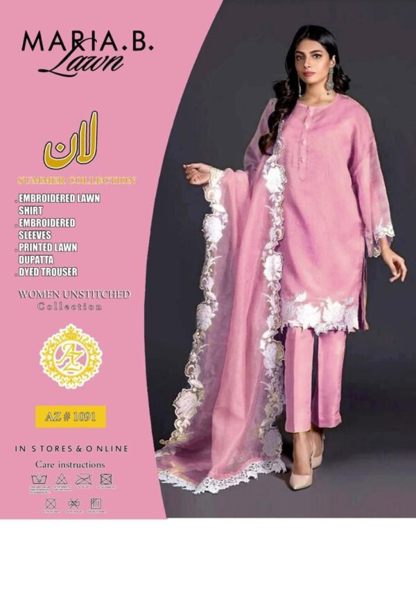 Maria B 1092 Luxury Embroidered 3-Piece Lawn Suit - Image 4