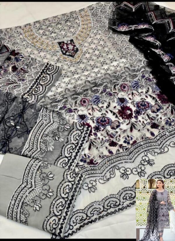 Ramsha Elegant Net Suit | Heavy Hand & Stone Embroidery - Image 3