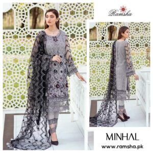 Ramsha Elegant Net Suit | Heavy Hand & Stone Embroidery
