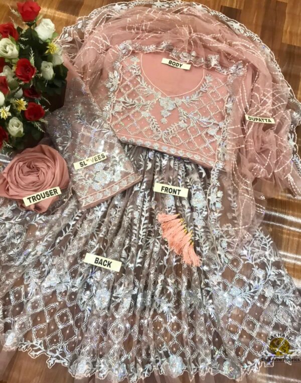 Erum Khan Exclusive Net Suit | Heavy Sequins & Pearl Embroidery - Image 2