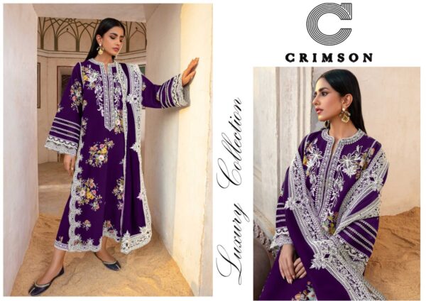 Crimson Luxury Bridal Collection | Elegant Embroidered Cotton Suit
