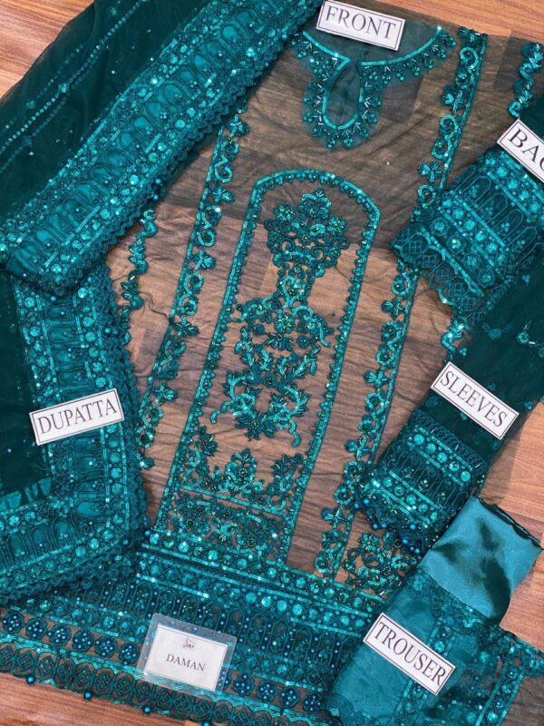 Mushq Premium Wedding Collection | Elegant Net Suit with Silk Trouser - Image 6