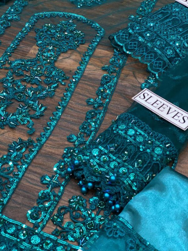 Mushq Premium Wedding Collection | Elegant Net Suit with Silk Trouser - Image 5