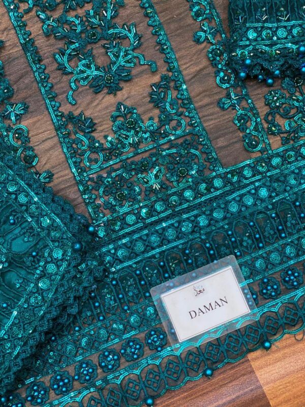 Mushq Premium Wedding Collection | Elegant Net Suit with Silk Trouser - Image 2
