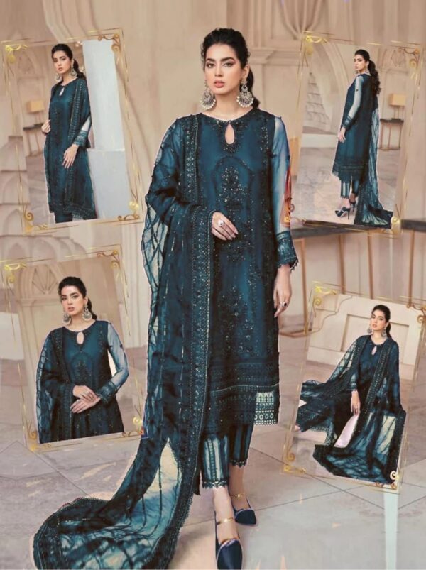 Mushq Premium Wedding Collection | Elegant Net Suit with Silk Trouser - Image 3