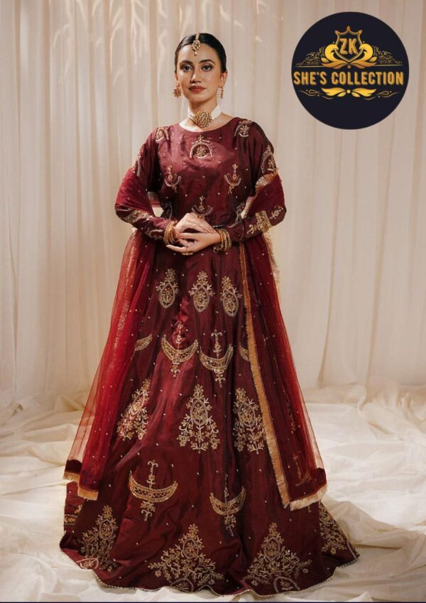 Eid Special ZK She's Collection | Elegant Sequence Embroidered Top & Skirt with Pearls Chiffon Dupatta - Image 16