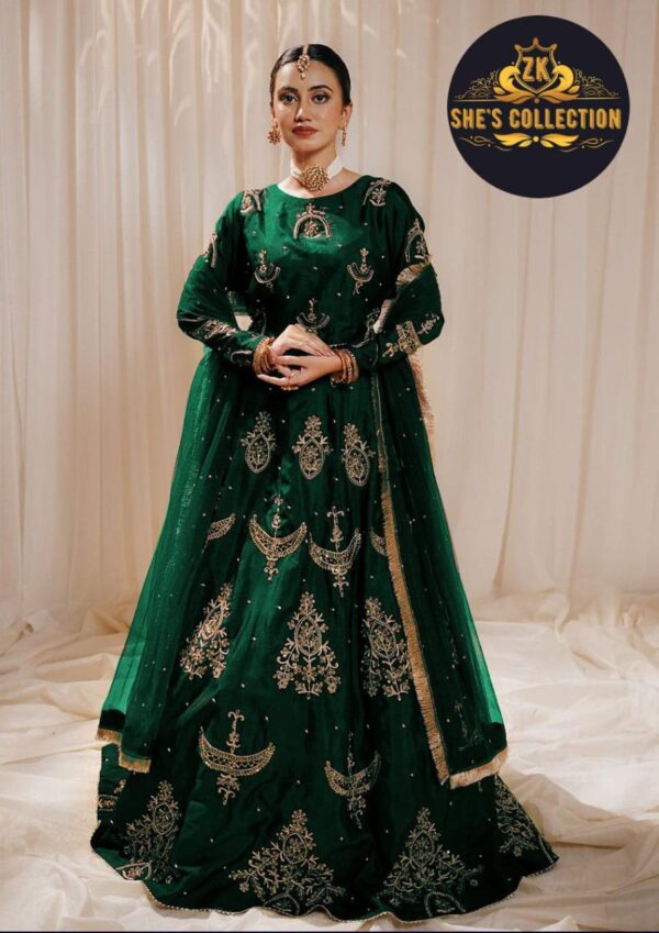 Eid Special ZK She's Collection | Elegant Sequence Embroidered Top & Skirt with Pearls Chiffon Dupatta - Image 12