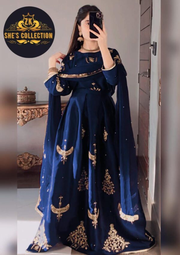Eid Special ZK She's Collection | Elegant Sequence Embroidered Top & Skirt with Pearls Chiffon Dupatta - Image 13