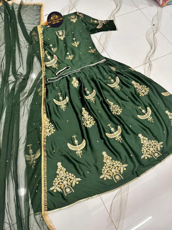 Eid Special ZK She's Collection | Elegant Sequence Embroidered Top & Skirt with Pearls Chiffon Dupatta - Image 3
