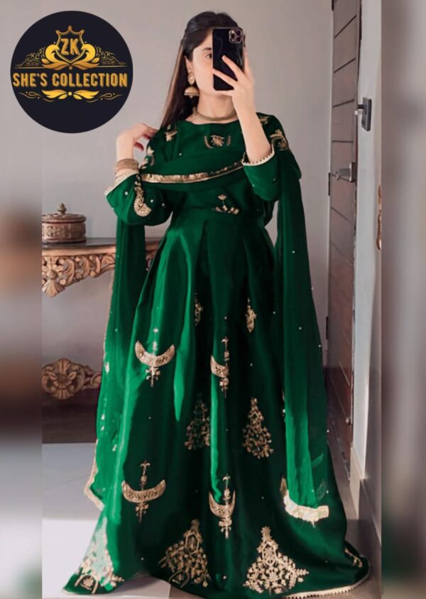 Eid Special ZK She's Collection | Elegant Sequence Embroidered Top & Skirt with Pearls Chiffon Dupatta - Image 18