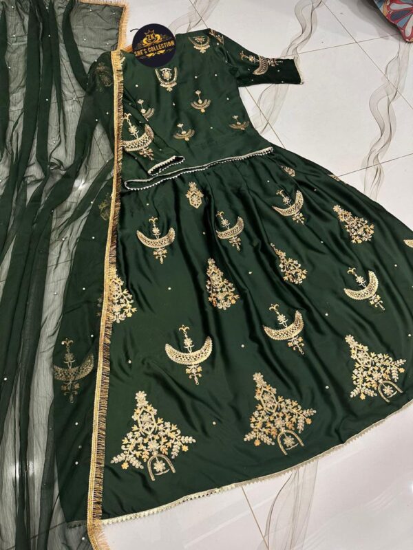 Eid Special ZK She's Collection | Elegant Sequence Embroidered Top & Skirt with Pearls Chiffon Dupatta - Image 20