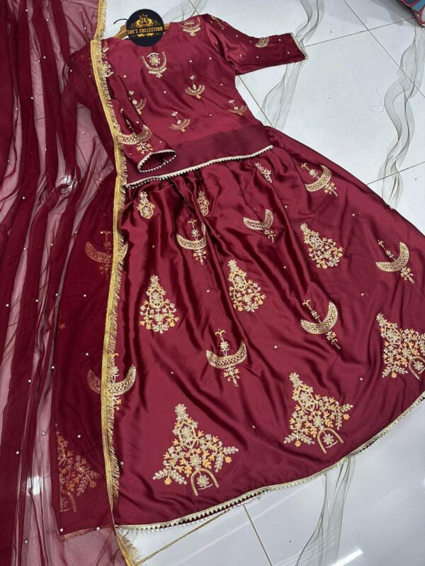 Eid Special ZK She's Collection | Elegant Sequence Embroidered Top & Skirt with Pearls Chiffon Dupatta - Image 23