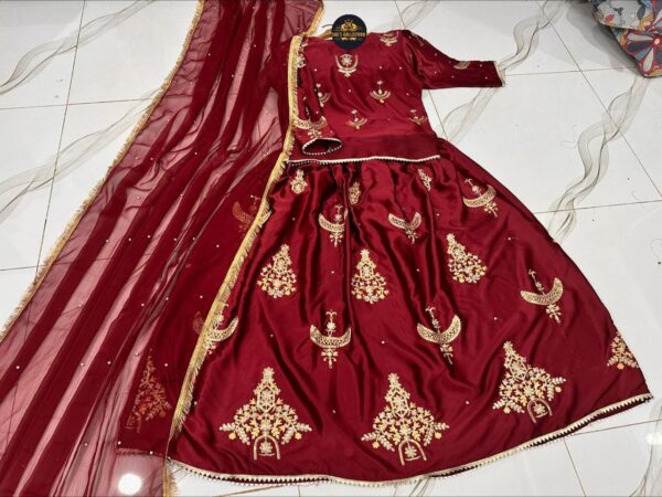 Eid Special ZK She's Collection | Elegant Sequence Embroidered Top & Skirt with Pearls Chiffon Dupatta - Image 2