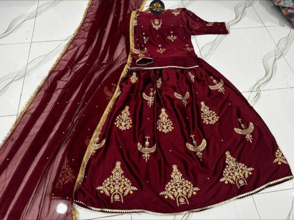 Eid Special ZK She's Collection | Elegant Sequence Embroidered Top & Skirt with Pearls Chiffon Dupatta - Image 15