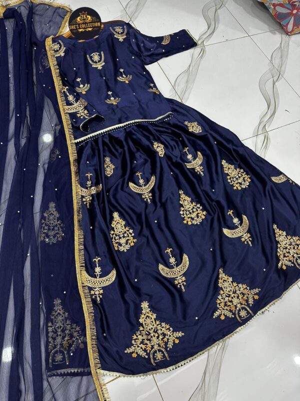 Eid Special ZK She's Collection | Elegant Sequence Embroidered Top & Skirt with Pearls Chiffon Dupatta - Image 21