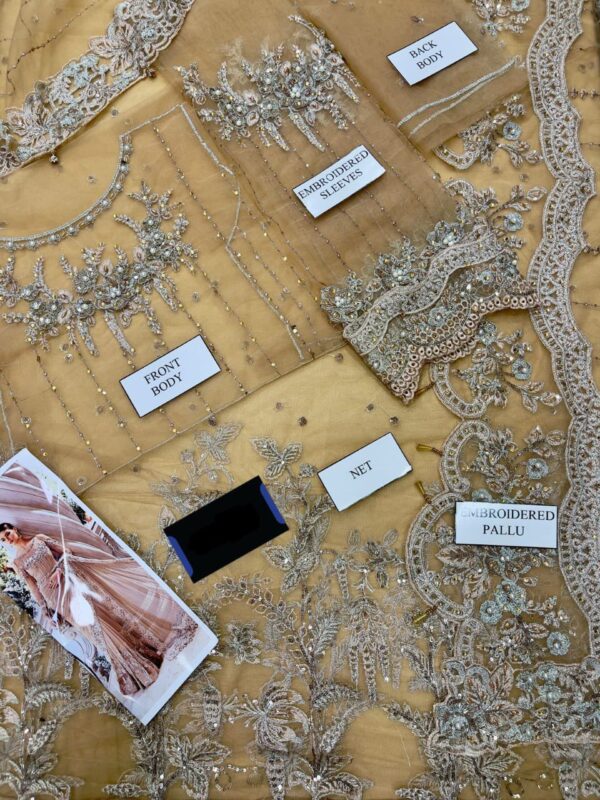 Maria B Saree Exclusive 2024 | Heavy Embroidered Net Saree with Adda Work - Limited Edition - Image 2
