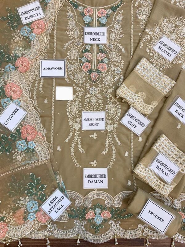 Maria B Unstitched Replica | Luxury Chiffon Dress with Adda Work & Embroidered Organza Dupatta – Festive Edition
