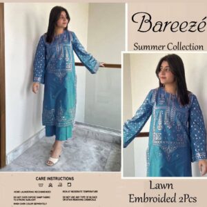 Bareeze 2-Piece Lawn Suit | Heavy Embroidered Summer Collection 2K25 – 8 Colors Available 3