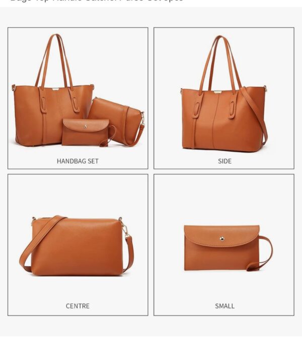 Stylish 3-Piece Tote Bag Set | Premium Synthetic Liza Leather - Image 11