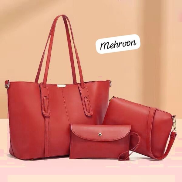 Stylish 3-Piece Tote Bag Set | Premium Synthetic Liza Leather - Image 10