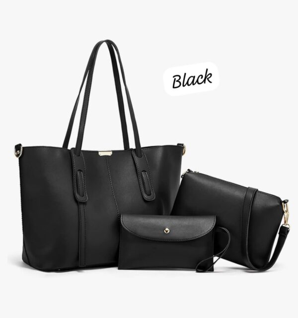 Stylish 3-Piece Tote Bag Set | Premium Synthetic Liza Leather - Image 7