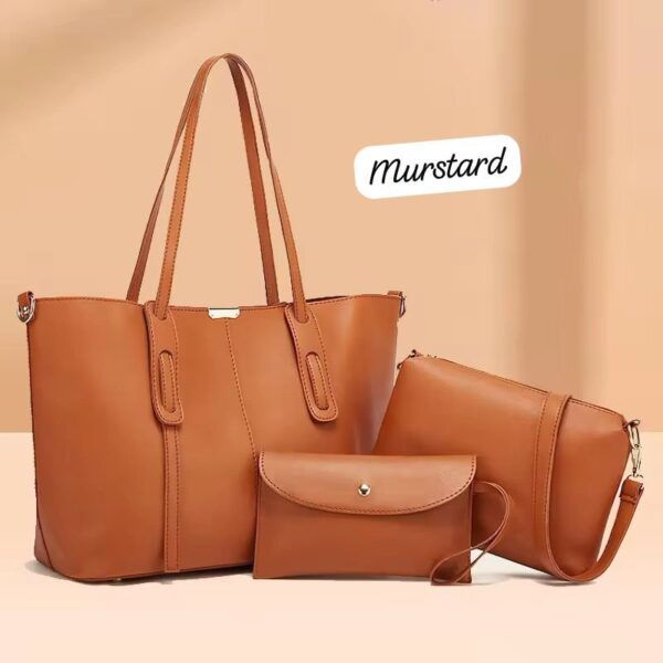 Stylish 3-Piece Tote Bag Set | Premium Synthetic Liza Leather - Image 6