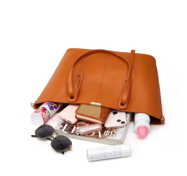 Stylish 3-Piece Tote Bag Set | Premium Synthetic Liza Leather - Image 13