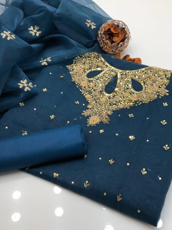 Hot Handmade 3-Piece Dress 2K25 | Heavy Cut Dana & Aari Work on Indian Organza – Premium Partywear Collection - Image 2