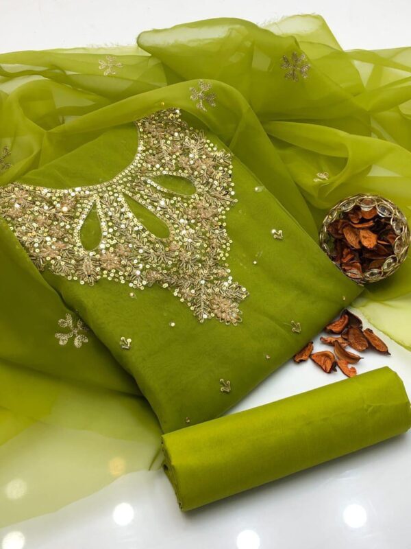 Hot Handmade 3-Piece Dress 2K25 | Heavy Cut Dana & Aari Work on Indian Organza – Premium Partywear Collection